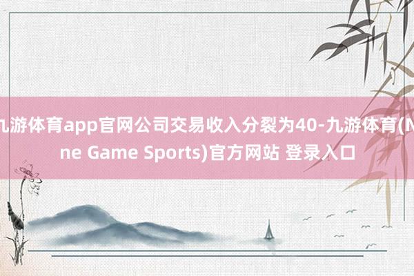 九游体育app官网公司交易收入分裂为40-九游体育(Nine Game Sports)官方网站 登录入口