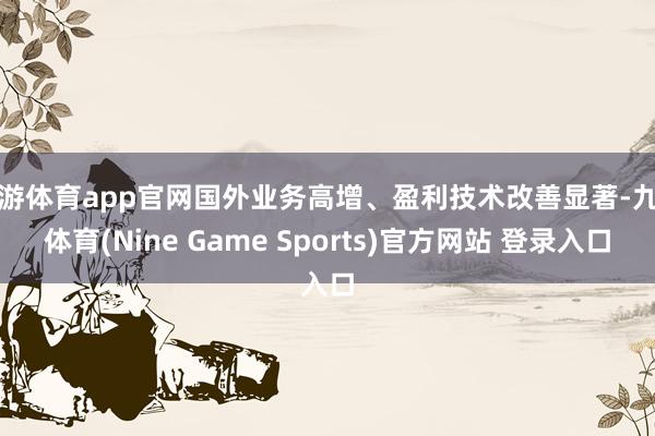 九游体育app官网国外业务高增、盈利技术改善显著-九游体育(Nine Game Sports)官方网站 登录入口
